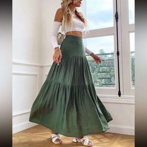 Boho high waisted ruffle hem maxi skirt - Picture 9 of 11
